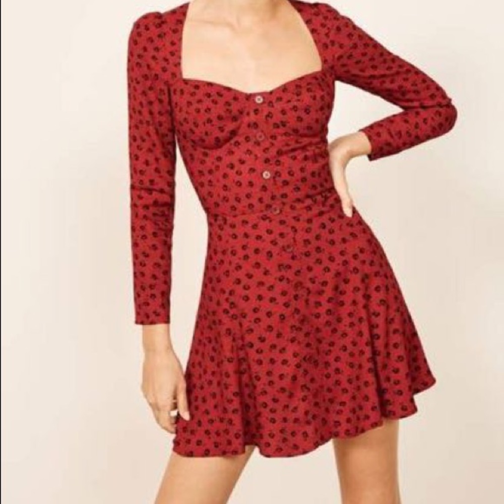 Reformation red floral mini
